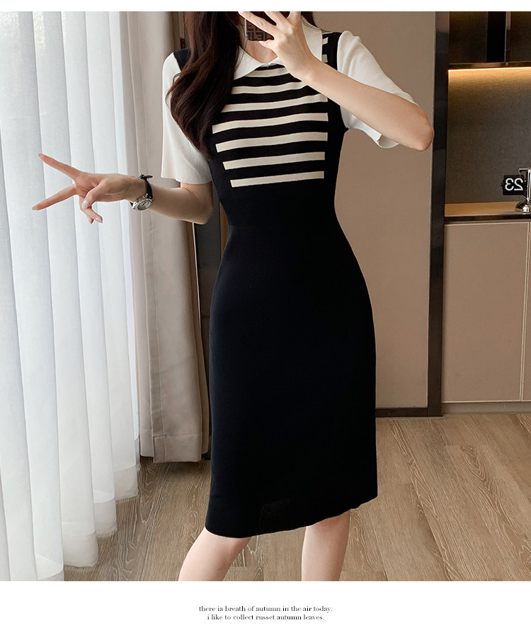 ĐẦM LEN SỌC PHỐI CỔ SƠ MI CAO CẤP D99